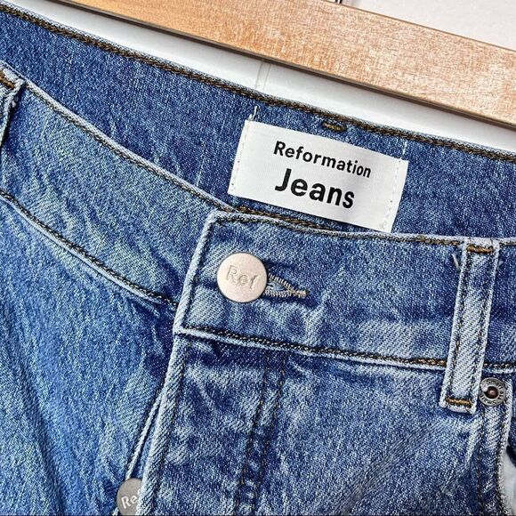 Reformation Jeans High Rise Straight Leg Button Fly Organic Cotton Size 30 - Picture 3 of 7